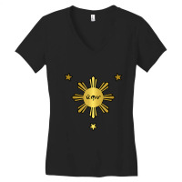 Philippine Flag Sun Stars Filipino Filipina Pinoy Baybayin Women's V-neck T-shirt | Artistshot