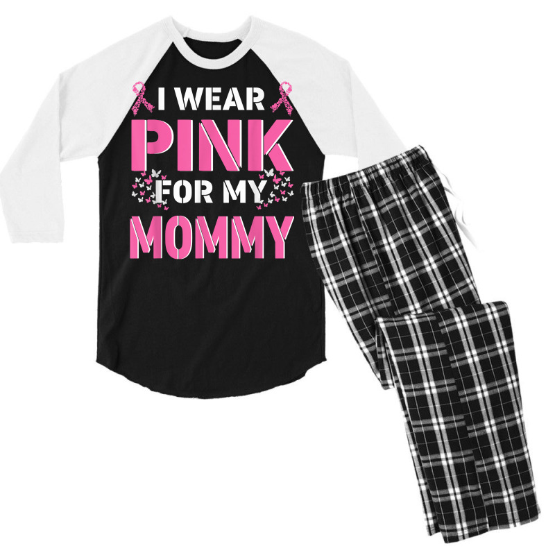 I Wear Pink For My Mommy Mom Breast Cancer Awareness Faith T Shirt Men's 3/4 Sleeve Pajama Set | Artistshot