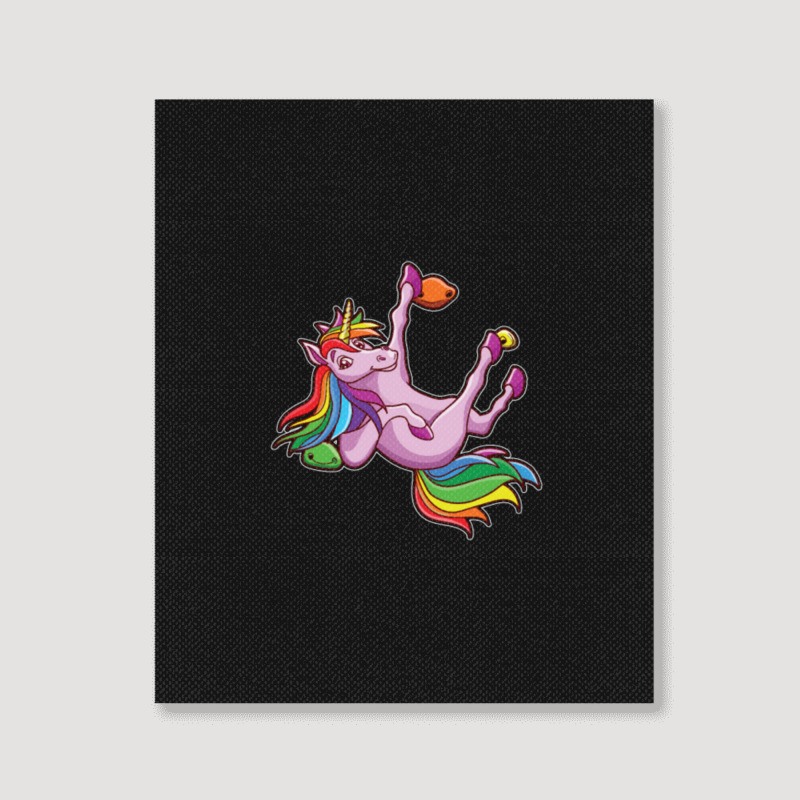 Funny Unicorn Rock Climbing Bouldering Rainbow Portrait Canvas Print | Artistshot