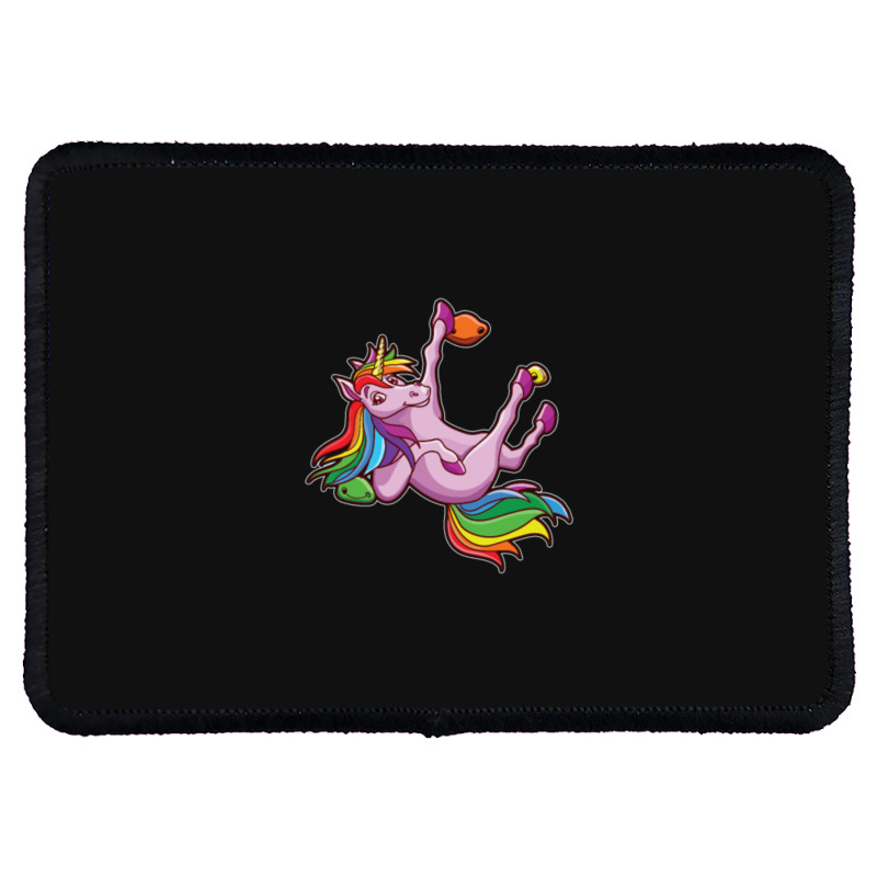 Funny Unicorn Rock Climbing Bouldering Rainbow Rectangle Patch | Artistshot