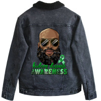 Kidney Disease Awareness Bald Black Man Unisex Sherpa-lined Denim Jacket | Artistshot