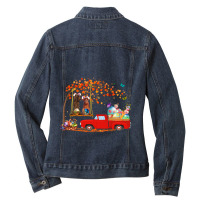 Irish Setter Wearing Bunny Ear Red Truck With Eggs Ladies Denim Jacket | Artistshot