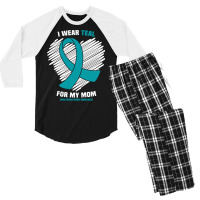 I Wear Teal For My Mom Myasthenia Gravis Awareness Pullover Hoodie Men's 3/4 Sleeve Pajama Set | Artistshot