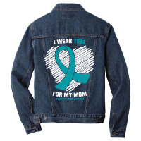 I Wear Teal For My Mom Myasthenia Gravis Awareness Pullover Hoodie Men Denim Jacket | Artistshot