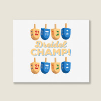 Funny Jewish Tshirt Dreidel Champ Cute Hanukkah Gift Landscape Canvas Print | Artistshot