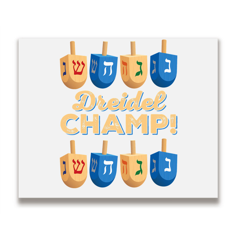 Funny Jewish Tshirt Dreidel Champ Cute Hanukkah Gift Metal Print Horizontal | Artistshot