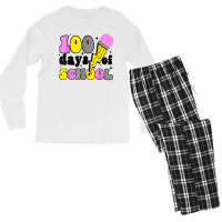 Groovy Happy 100 Days Of School Thunder Kids Teachers T Shirt Men's Long Sleeve Pajama Set | Artistshot