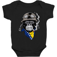 Bosnian And Herzegovinian Flag Biker Bosnia Herzegovina Baby Bodysuit | Artistshot