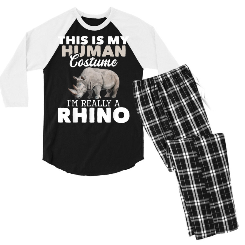 I'm Really A Rhino   Rhinoceros Zoology Safari Animal Lover T Shirt Men's 3/4 Sleeve Pajama Set by matheeishilo | Artistshot