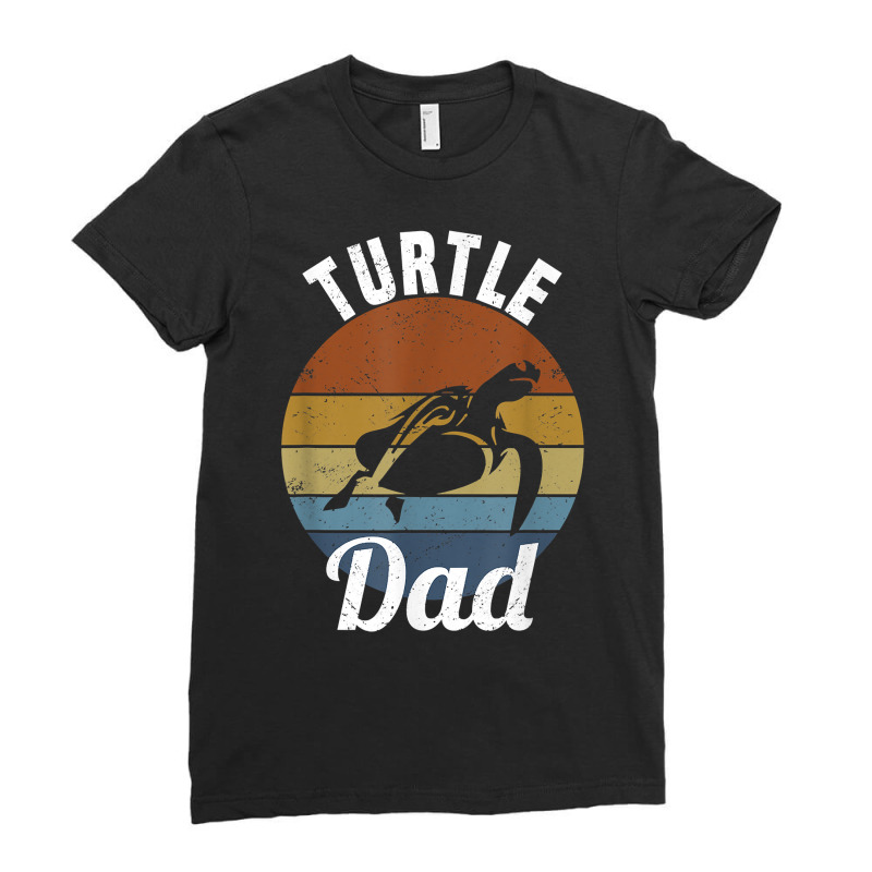 Mens Turtle Dad Father's Day Pet Water Turtle Reptile Terrarium T Shir Ladies Fitted T-Shirt by javauxswar | Artistshot