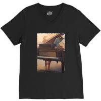 Beautiful Piano Instrument Abstract Futuristic Digital Graphic V-neck Tee | Artistshot