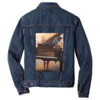 Beautiful Piano Instrument Abstract Futuristic Digital Graphic Men Denim Jacket | Artistshot