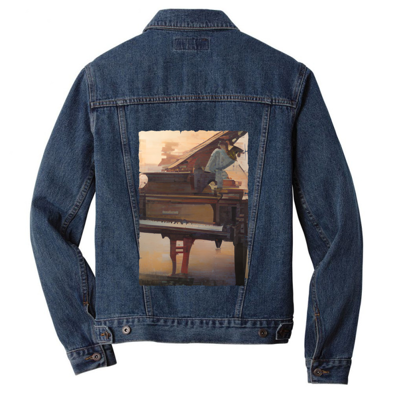 Beautiful Piano Instrument Abstract Futuristic Digital Graphic Men Denim Jacket by TIMMYBWRIGHT | Artistshot