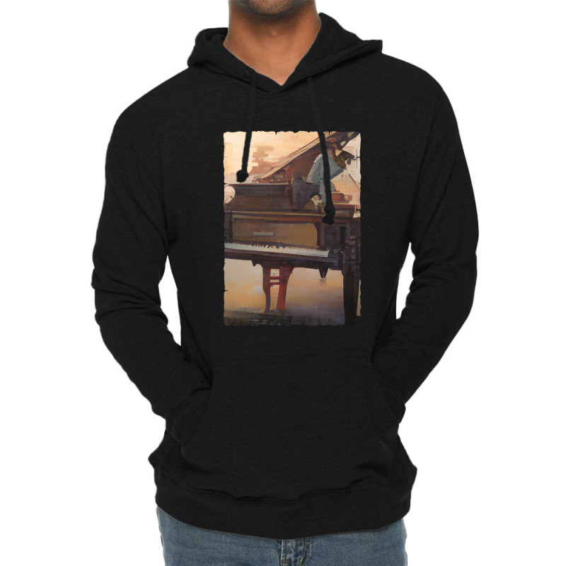 Beautiful Piano Instrument Abstract Futuristic Digital Graphic Lightweight Hoodie by TIMMYBWRIGHT | Artistshot