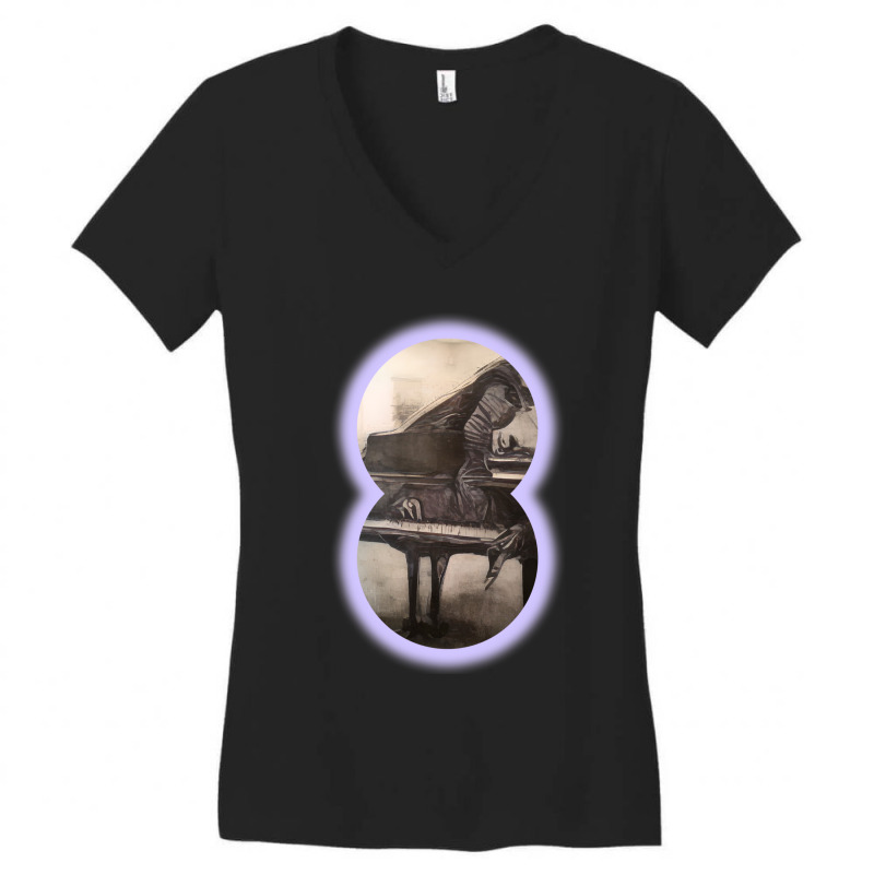 Beautiful Piano Musician Art Abstract Futuristic Digital Graphic Women's V-Neck T-Shirt by TIMMYBWRIGHT | Artistshot