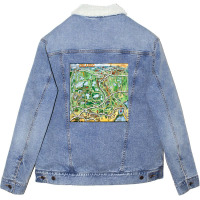 Orlando Florida Cartoon Map Unisex Sherpa-lined Denim Jacket | Artistshot