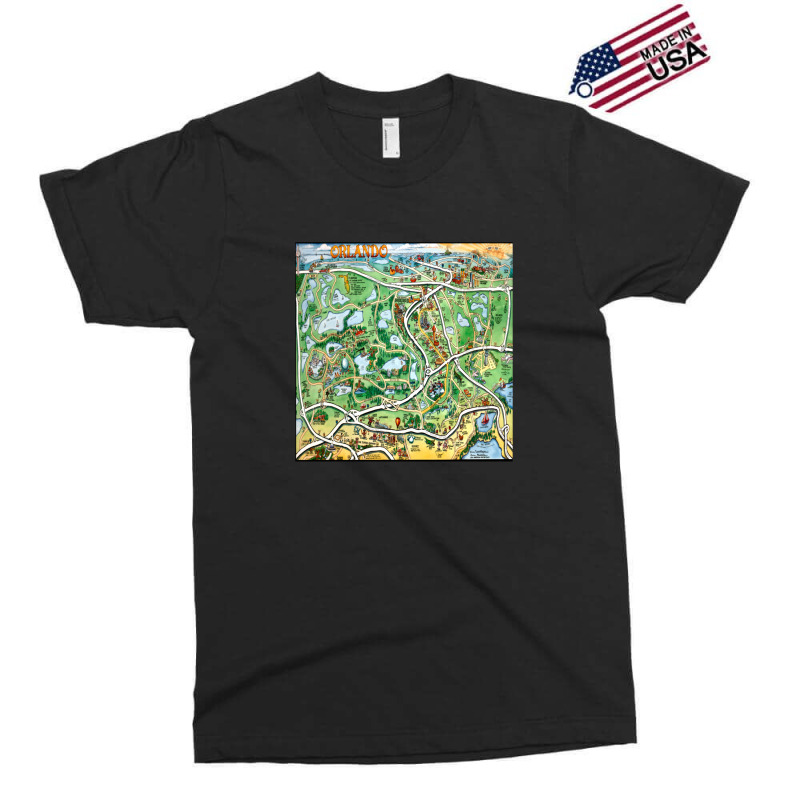 Orlando Florida Cartoon Map Exclusive T-shirt | Artistshot