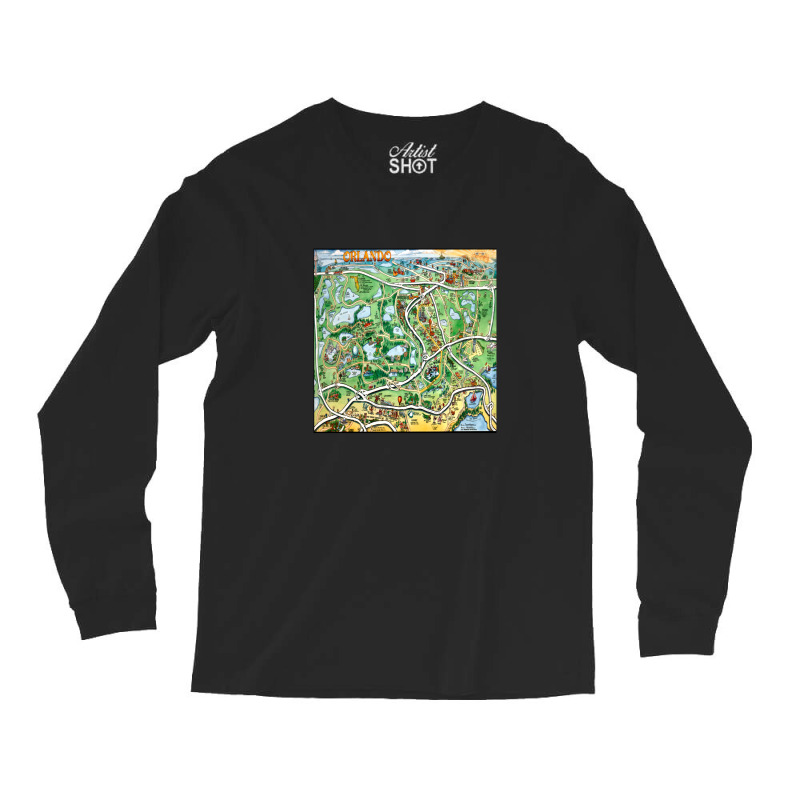 Orlando Florida Cartoon Map Long Sleeve Shirts | Artistshot