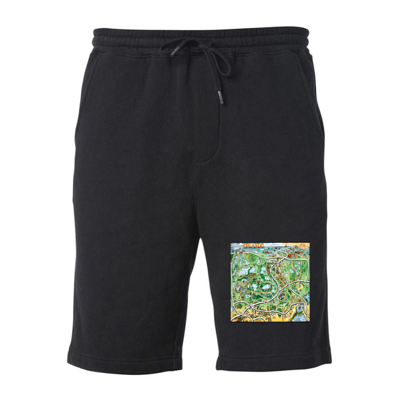 Orlando Florida Cartoon Map Fleece Short | Artistshot