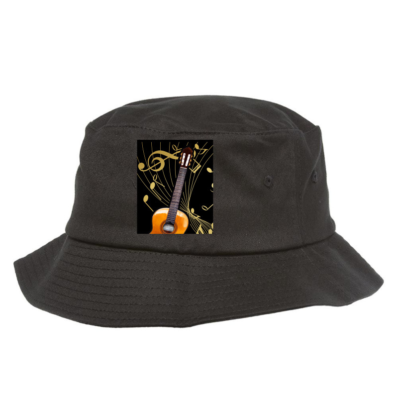 Guitar And Music Note Bucket Hat by HakimMohamed | Artistshot