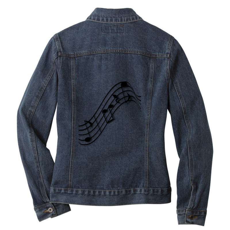 Music Notes Ladies Denim Jacket by LeeDeramus | Artistshot