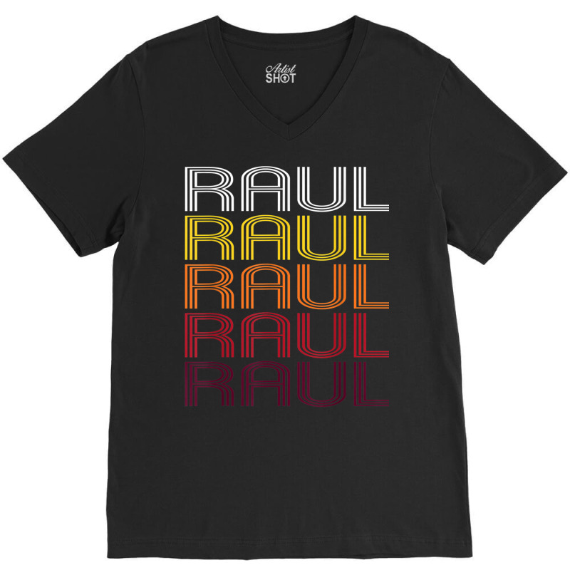 Raul Retro Wordmark Pattern   Vintage Style T Shirt V-Neck Tee by kleebbi | Artistshot