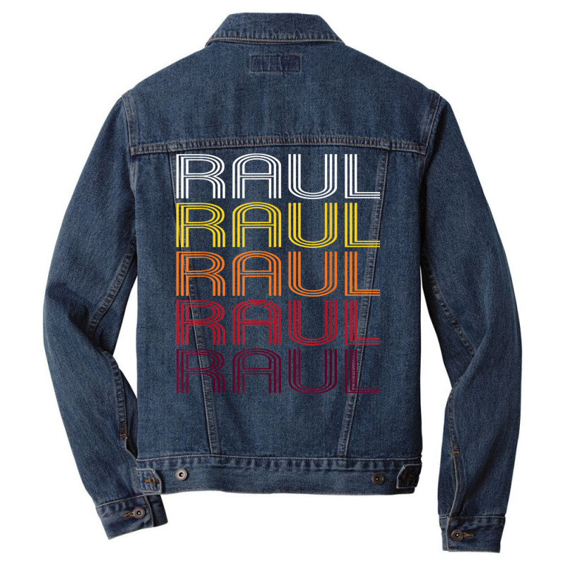 Raul Retro Wordmark Pattern   Vintage Style T Shirt Men Denim Jacket by kleebbi | Artistshot