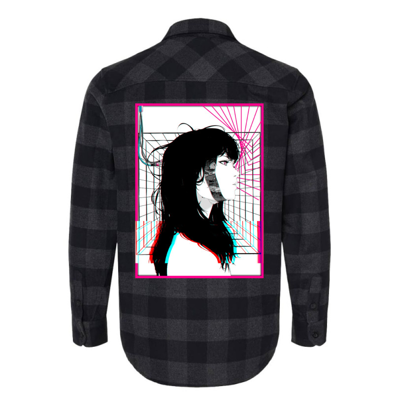 Cyberpunk Cyborg Girl Color Glitch Futuristic Style Flannel Shirt by NancyAllen | Artistshot