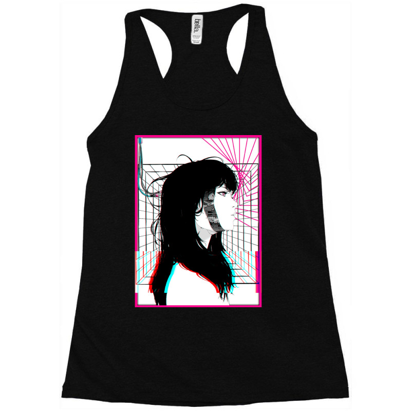 Cyberpunk Cyborg Girl Color Glitch Futuristic Style Racerback Tank by NancyAllen | Artistshot