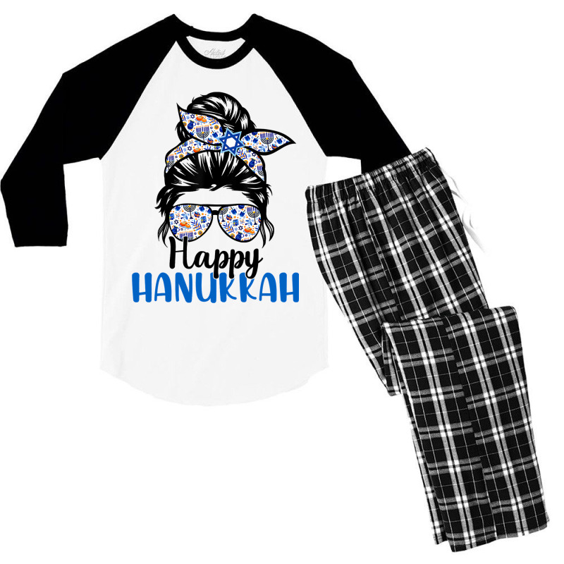 Happy Hanukkah Jewish Messy Christmas Pajama Gift Men's 3/4 Sleeve Pajama Set | Artistshot