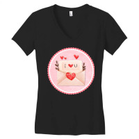 Valentines Day T  Shirt Valentine's Day Scallop Circle Love Letter 4 T Women's V-neck T-shirt | Artistshot