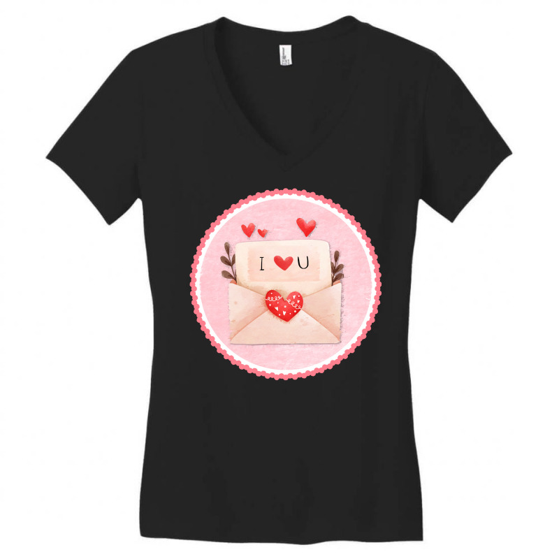 Valentines Day T  Shirt Valentine's Day Scallop Circle Love Letter 4 T Women's V-Neck T-Shirt by spiritforgive | Artistshot