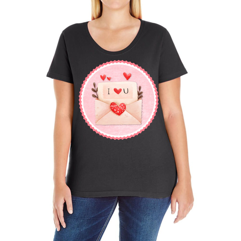 Valentines Day T  Shirt Valentine's Day Scallop Circle Love Letter 4 T Ladies Curvy T-Shirt by spiritforgive | Artistshot