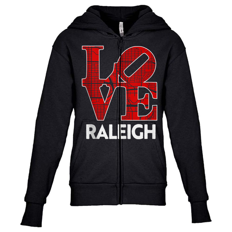 Love Raleigh City Map From Raleigh 919 Tank Top Youth Zipper Hoodie by wafaha | Artistshot