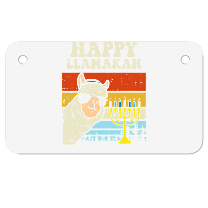 Happy Llamakah Jewish Llama Funny Hanukkah Pajamas Chanukah Motorcycle License Plate | Artistshot