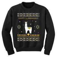 Happy Llamakkah Funny Jewish Ugly Hanukkah Christmas Youth Sweatshirt | Artistshot