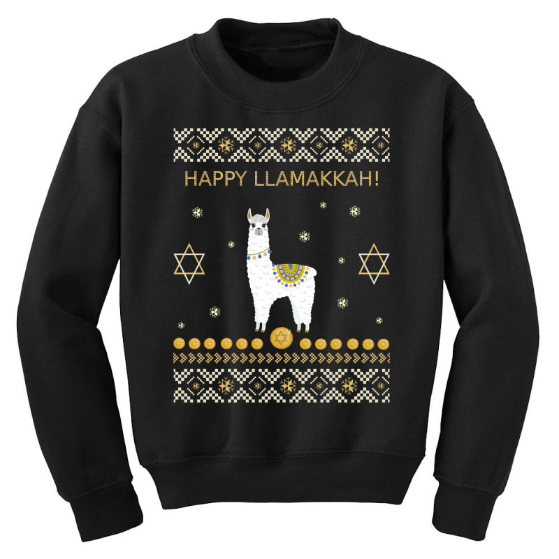 Happy Llamakkah Funny Jewish Ugly Hanukkah Christmas Youth Sweatshirt | Artistshot