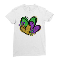 Mardi Gras Heart Fleur De Lys Funny Parade Festival Party T Shirt Ladies Fitted T-shirt | Artistshot