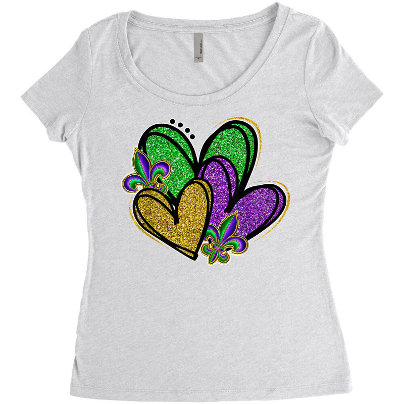 Mardi Gras Heart Fleur De Lys Funny Parade Festival Party T Shirt Women's Triblend Scoop T-shirt by casimircorjki0 | Artistshot