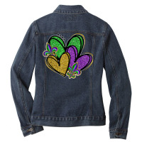 Mardi Gras Heart Fleur De Lys Funny Parade Festival Party T Shirt Ladies Denim Jacket | Artistshot