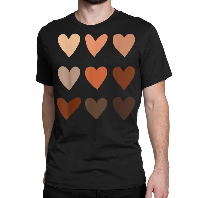 Melanin Skin Tone Hearts, Be Kind, Black History Month T Shirt Classic T-shirt | Artistshot