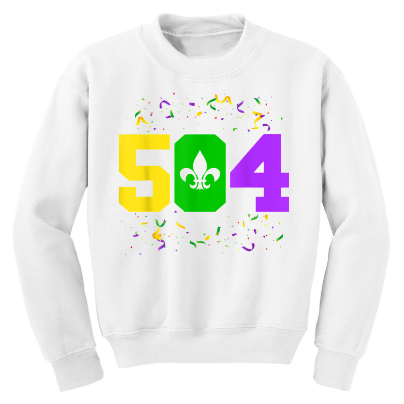 Mardi Gras 504 Carnival Party Funny New Orleans Parade T Shirt Youth Sweatshirt by hoasantiaz | Artistshot