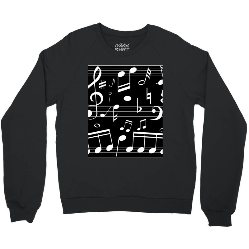 Dancing Music Notes Black And White Crewneck Sweatshirt by CHARLOTTELYNNTAYLOR | Artistshot