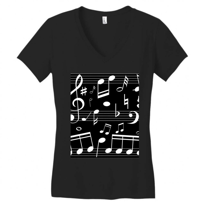 Dancing Music Notes Black And White Women's V-Neck T-Shirt by CHARLOTTELYNNTAYLOR | Artistshot