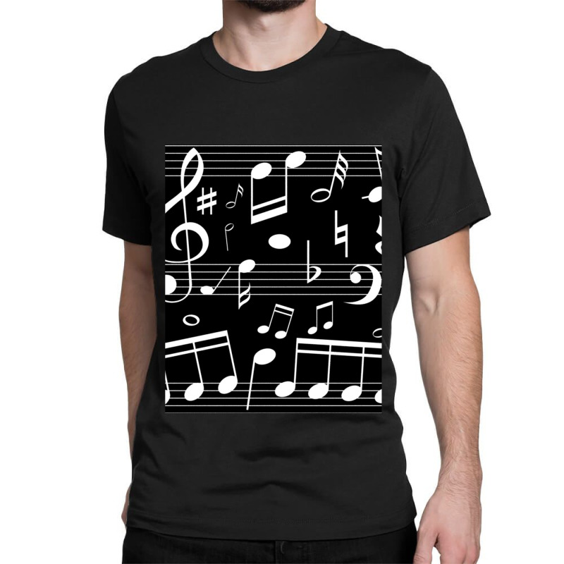 Dancing Music Notes Black And White Classic T-shirt by CHARLOTTELYNNTAYLOR | Artistshot