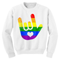 Asl I Love You Lgbt Pride Sign Language Heart Love Is Love T Shirt Youth Sweatshirt | Artistshot