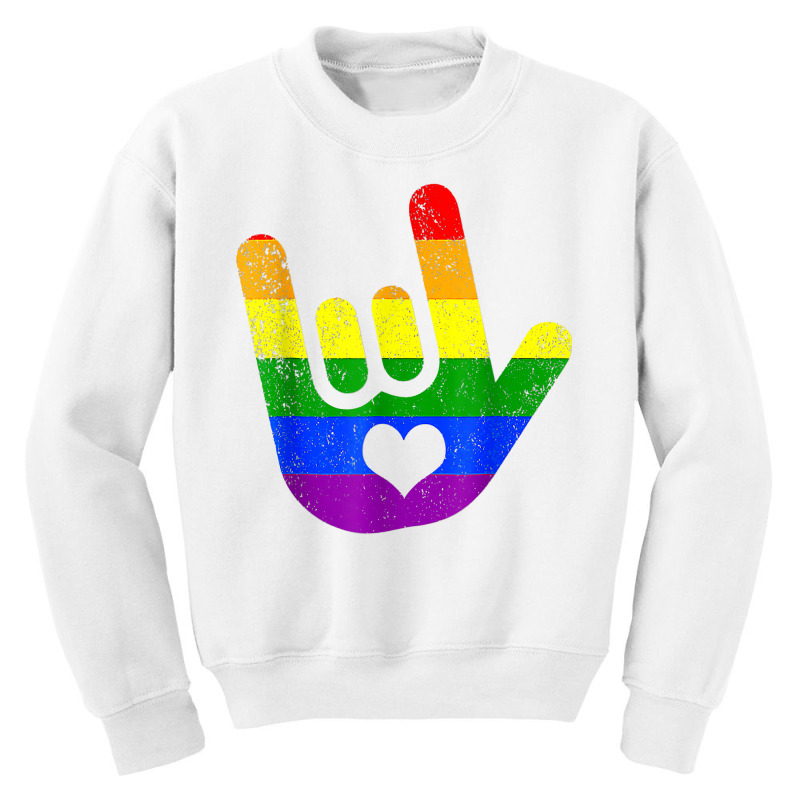 Asl I Love You Lgbt Pride Sign Language Heart Love Is Love T Shirt Youth Sweatshirt by genousuv | Artistshot