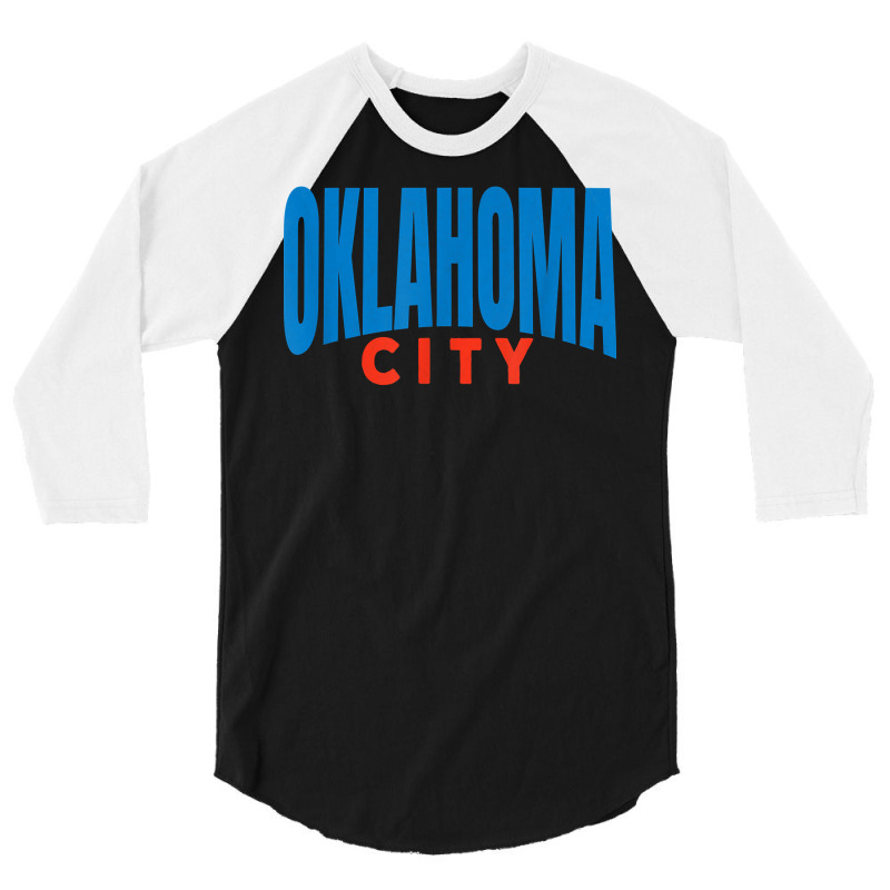 Oklahoma City Blueorangered Fun Simple & Basic Okc Minimal T Shirt 3/4 Sleeve Shirt by linbere | Artistshot