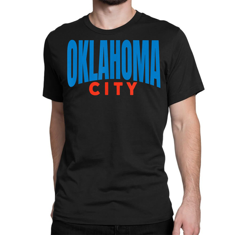 Oklahoma City Blueorangered Fun Simple & Basic Okc Minimal T Shirt Classic T-shirt by linbere | Artistshot