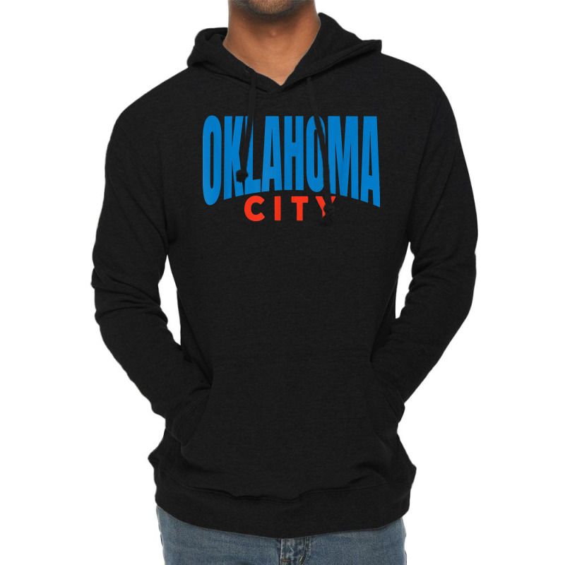 Oklahoma City Blueorangered Fun Simple & Basic Okc Minimal T Shirt Lightweight Hoodie by linbere | Artistshot